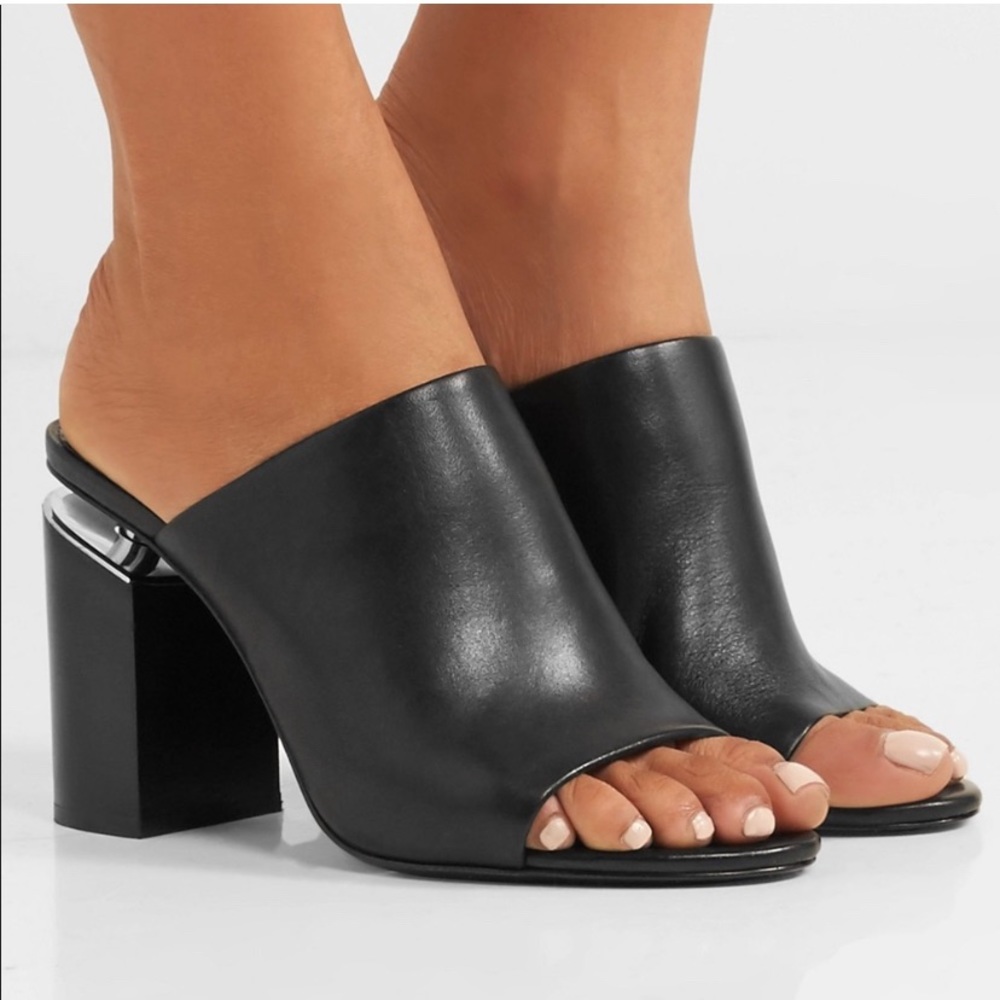 Alexander Wang Avery Mules Black Suede Size 10 Seen on Kim Kardashian Lucy Hale